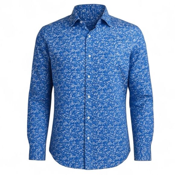 Robert Graham Blue Floral Long Sleeve Button Front Shirt Men’s L Classic Fit - Picture 2 of 5